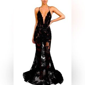 Nadine Merabi Stella Gown Medium Black